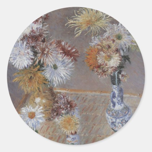 Chrysanten van Gustave Caillebotte Ronde Sticker (Voorkant)