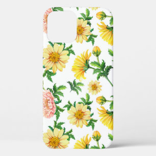 Chrysanten Waterverf: Naadloos bloemenontwerp iPhone 12 Hoesje