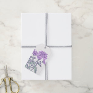 Chrysanthema paarse florale cadeautjes labels cadeaulabel