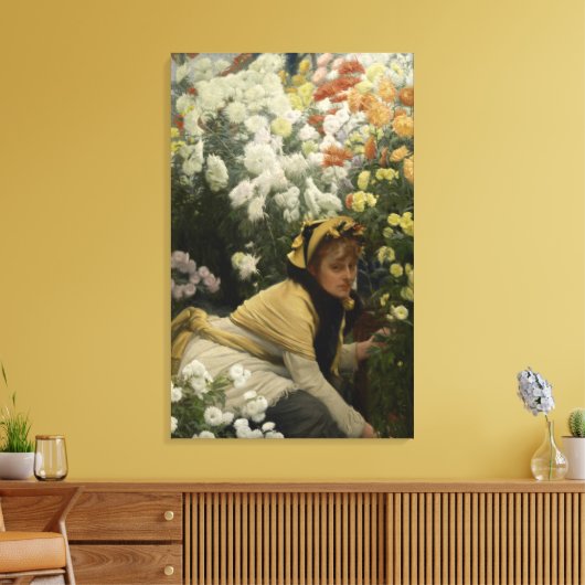 Chrysanthema van James Tissot Fine Art Canvas Afdruk (Insitu (Woonkamer))