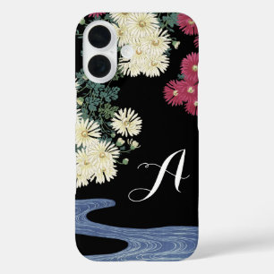 Chrysanthema's, stromend water, Japanse Floral iPhone 16 Hoesje