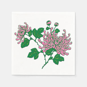 Chrysanthema's - zacht roze servet