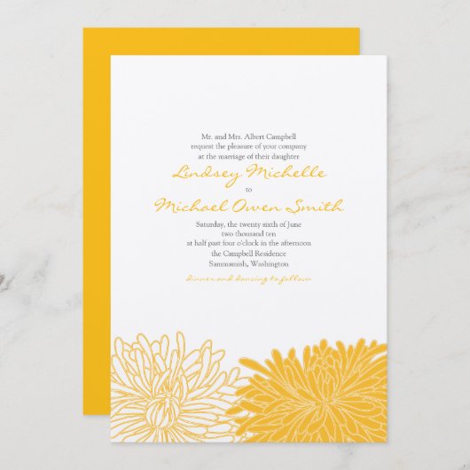 Chrysanthème Faire-part de mariage (Devant / Derrière)