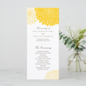 Chrysanthème jaune Programme de mariage Cartes en (Debout devant)