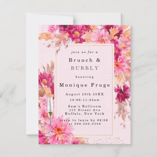 Chrysanthème rose chaud Brunch & Invitations Bubbl (Devant)