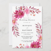 Chrysanthème rose chaud Wedding shower Invitations (Devant)