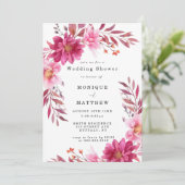 Chrysanthème rose chaud Wedding shower Invitations (Debout devant)