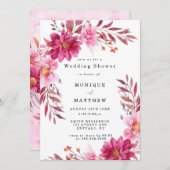 Chrysanthème rose chaud Wedding shower Invitations (Devant / Derrière)
