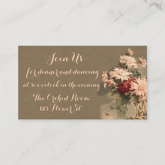 Chrysanthèmes dans une bouteille Cartes de récepti (Devant)