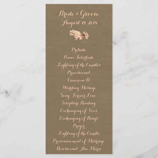 Chrysanthèmes dans une carte programme de mariage  (Dos)