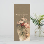 Chrysanthèmes dans une carte programme de mariage  (Debout devant)