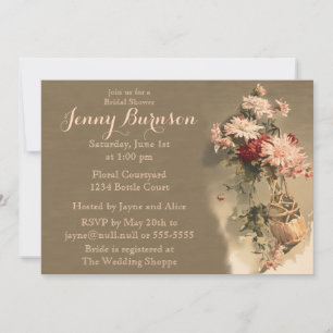 Chrysanthèmes dans une invitation à la douche nupt