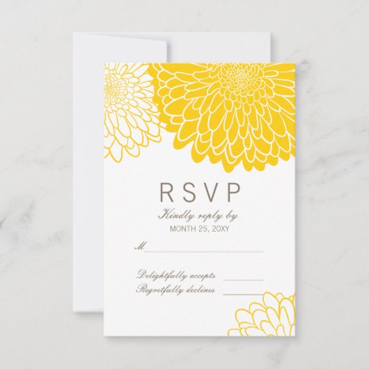 Chrysanthèmes jaune blanc Réponse Carte RSVP (Devant)