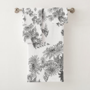 Chrysanthèmes Lilac, ensemble de serviettes de bai