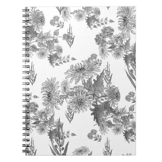 Chrysanthèmes lilas , cahier d'aquarelle (Devant)