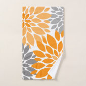 Chrysanthèmes orange et gris Motif floral (Serviette à main)