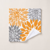 Chrysanthèmes orange et gris Motif floral (Gant de toilette)