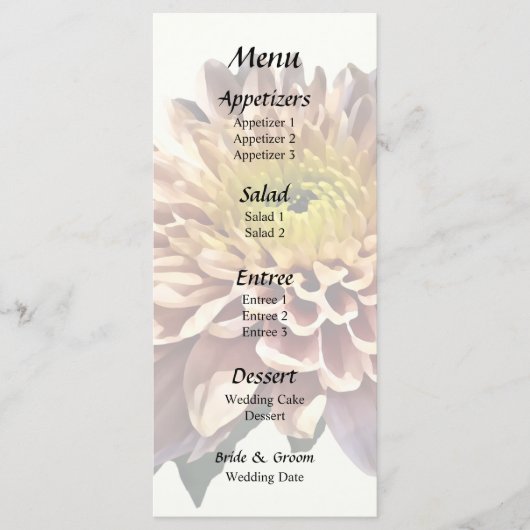 Chrysanthèmes rose clair Menu Mariage (Devant)