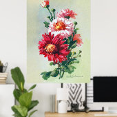 Chrysanthèmes rose par Catherine Klein Poster (Bureau à domicile)