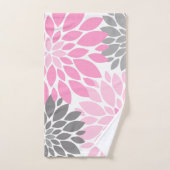 Chrysanthèmes roses et gris Motif floral (Serviette à main)