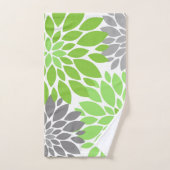 Chrysanthèmes verts et gris Motif floral (Serviette à main)