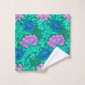 Chrysanthèmes William Morris, vert citron et aqua (Gant de toilette)