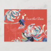 Chrysanthemum Bewaar de datum bruiloft Briefkaarte Aankondigingskaart (Voorkant)