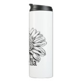 Chrysanthemum Black Line Drawing with Your Name  Thermosbeker (Geroteerd rechts)