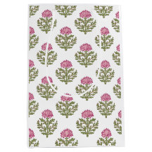 Chrysanthemum Blockprint, Roze en Groen
