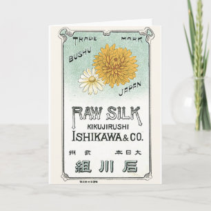 Chrysanthemum Bloem Japans Silk Label Kaart
