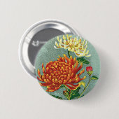 Chrysanthemum Bloem Japans zijde Etiket Ronde Button 5,7 Cm (Voorkant /achterkant)