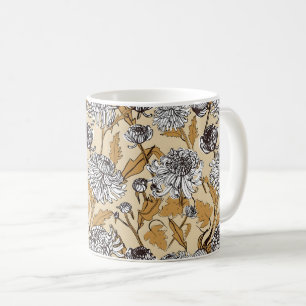 Chrysanthemum Bloem Naadloos Patroon Koffiemok