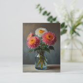 Chrysanthemum bloemen briefkaart (Staand voorkant)