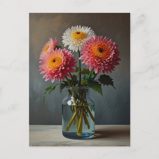 Chrysanthemum bloemen briefkaart (Voorkant)