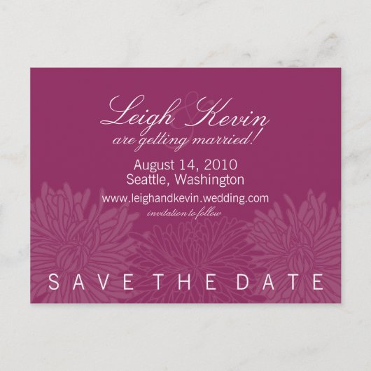 Chrysanthemum Blossom Save the Date Aankondigingskaart (Voorkant)