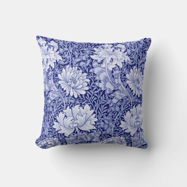 Chrysanthemum Blue, William Morris Kussen (Voorkant)
