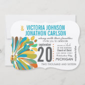 Chrysanthemum Coral Yellow Green Floral Kaart (Voorkant)