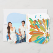 Chrysanthemum Coral Yellow Green Floral Kaart (Achterkant)