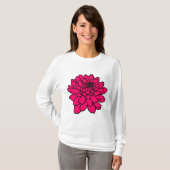 Chrysanthemum Drawing - Black en Neon Red T-shirt (Voorkant volledig)