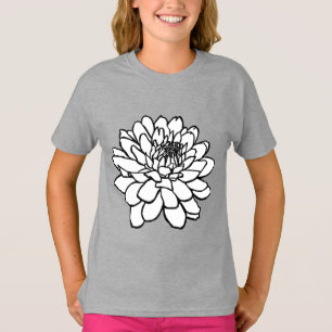 Chrysanthemum Drawing - Zwart-wit T-shirt