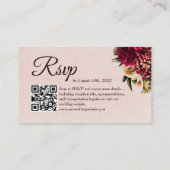 Chrysanthemum Elegant Bourgogne RSVP Card QR-code Informatiekaartje (Achterkant)