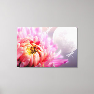 Chrysanthemum en Moon Canvas Afdruk