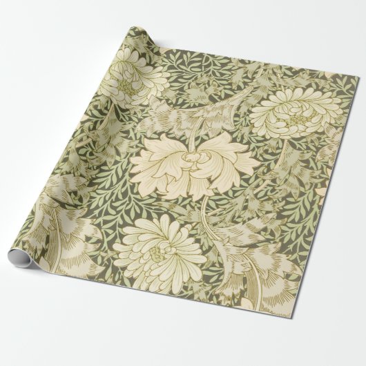 Chrysanthemum Flower Pattern (door William Morris) Cadeaupapier (Uitgerold)