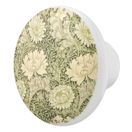 Chrysanthemum Flower Pattern (door William Morris) Keramische Knop (Rechts)