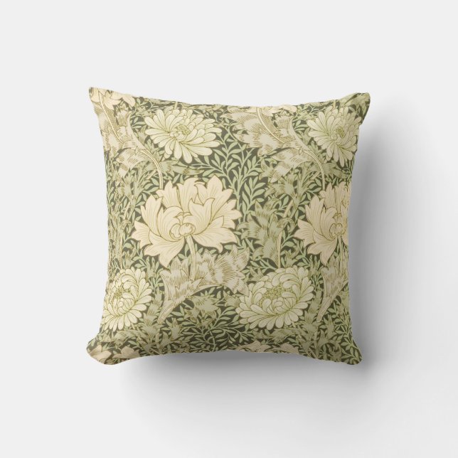 Chrysanthemum Flower Pattern (door William Morris) Kussen (Voorkant)