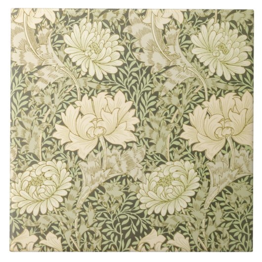 Chrysanthemum Flower Pattern (door William Morris) Tegeltje (Voorkant)
