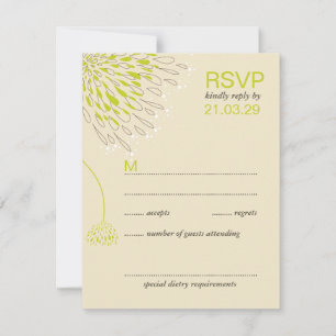 Chrysanthemum Flowers Floral Elegant Wedding RSVP Kaartje