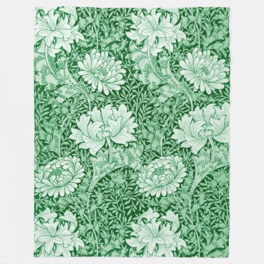 Chrysanthemum Green, William Morris Fleece Deken (Voorkant)