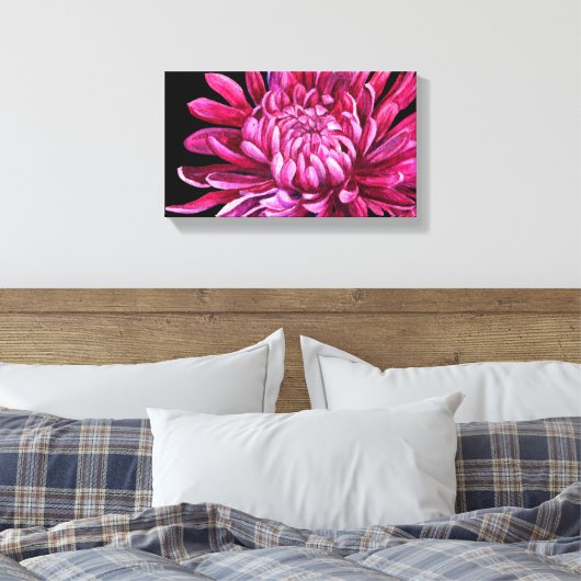 Chrysanthemum "het openingscanvas" zwart afdrukken (Insitu (Slaapkamer))