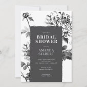 Chrysanthemum Ink Art nuptiale douche Invitation (Devant)
